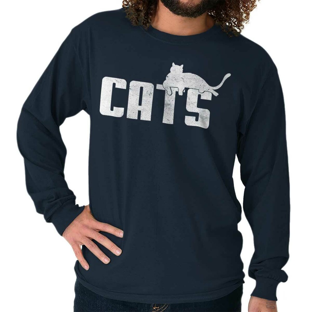 Cats Athletic Sports Classic Pet Owner Novelty Graphic Long Sleeve Tee