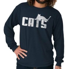 Cats Athletic Sports Classic Pet Owner Novelty Graphic Long Sleeve Tee