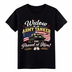 Patriotic Veteran Widow T Shirt Widow Of An Army Tanker Tank Flag Memorial Tee