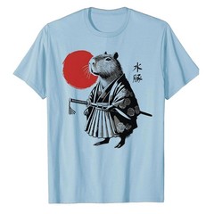 Samurai Capybara Sun Japanese Art T-Shirt Capybara Graphic Tee Funny Animal