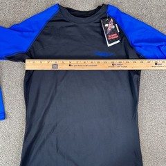 Long Sleeve Rash Guard Adult Medium Black/Royal Blue Compression Shirt