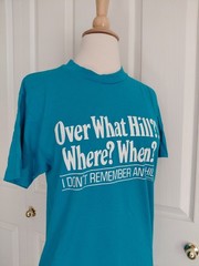 Vintage 1980s Over The Hill Blue Cotton T Shirt Single Stitch Small