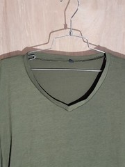 Men’s Hipster Shirt XL Longline V-Neck Short Sleeve Zip Pocket Green