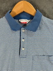 J Press Polo Shirt Mens Medium Blue Stripe Short Sleeve Pocket Preppy Ivy USA