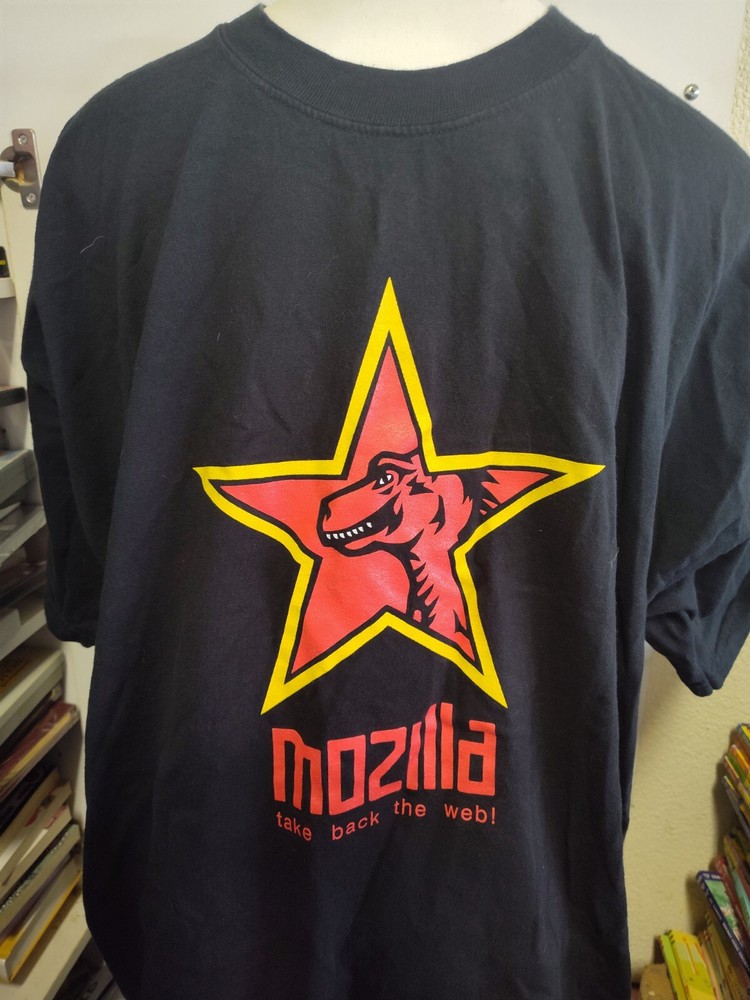 Vintage Mozilla 1.0 Firefox Shirt Mens Black Promo T SHIRT Y2K Optima size 3XL