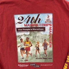 Vintage Marine Corps Marathon Shirt Mens Large Red Long Sleeve 90s Military USA