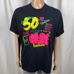 Vintage 90s Men’s XL Black/Neon Over The Hill 50th Birthday Baby Boomer T-Shirt