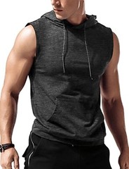 Men’s Workout Hooded Tank Tops Sleeveless Gym Training Bodybuilding T Shirt