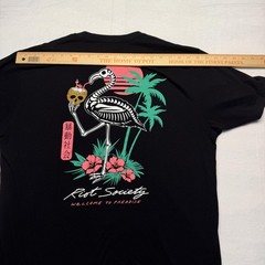 Riot Society Shirt Mens XL Black Skeleton Flamingo Welcome To Paradise Tee