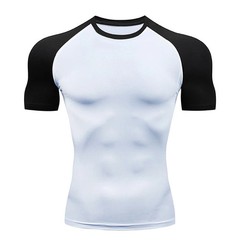 Men Compression T Shirt Short Sleeve Gym Workout Fitness Running Training Base