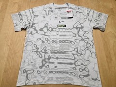 Nike All Over Print Abstract Graphic Shirt Mens Large Gray Loose Fit Swoosh NWT