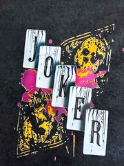 JOKER skull card washed gray tee tshirt L men’s