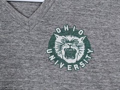 Homage Ohio University Bobcats V-Neck T-Shirt Men M Gray Tri-Blend Soft USA Made