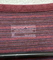 Patagonia Men’s Burgandy Stripes Long Sleeve Henley Shirt Organic Cotton Sz M