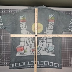 Vintage Mayan Tshirt Large Gray AOP 90s Y2K Aztec Native Streetwear Skater