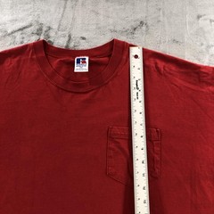 vtg Russell Athletic Shirt Mens 2XL Red Pocket Tee Cotton Made in USA Crewneck