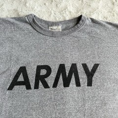 Vintage Champion Army Shirt Tee Mens Large Gray Military Single Stitch 80s USA