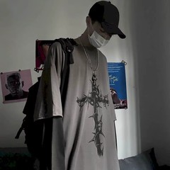 Oversized Grunge Streetwear Sweatshirt Gothic Graphic Pullover Mens M-2XL