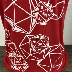 Cyberoptix D20 Dice Dungeon Master Large T-Shirt Red Hand Printed in Detroit USA