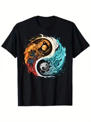 180g Colorful Taoism Yin Yang Splash on Zen Taiu Yin Yang T-Shirt