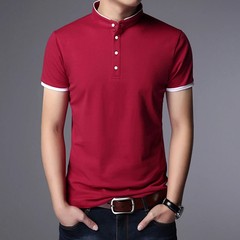 Men Polo Shirt Short Sleeve Business Casual Cotton Solid Color Lapel Knit Top