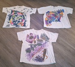 Vintage 90s Jacques Moret Abstract Art T-Shirt AOP Large Graphic Tee