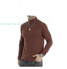 Men Lightweight Long Sleeve Knitted Pullover Tops Turtleneck base layer T-Shirts
