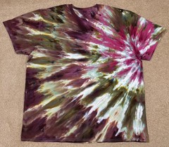Handmade Ice Tie Dye T-Shirt 2XL Mens Womens Soft Cotton Plum Green Twist
