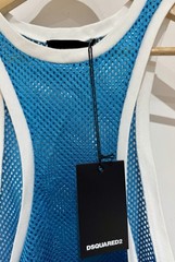 NWT Dsquared2 Men’s Runway Blue Mesh Muscle Racer Back Vest Tank Top Size M