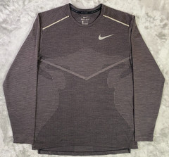 Nike Running Shirt Mens Medium Gray Dri-FIT Long Sleeve Seamless Knit Top