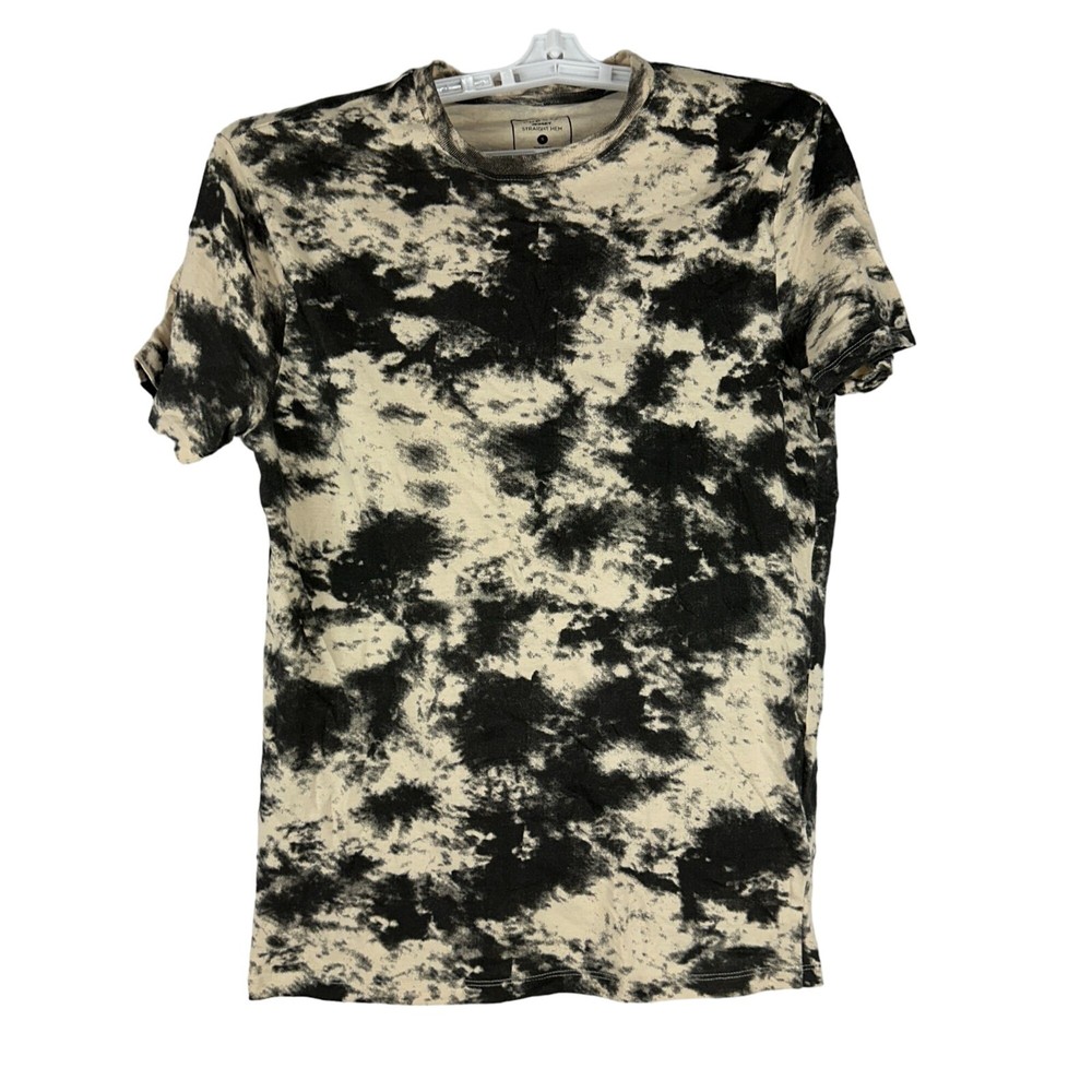 Rue21 Mens Small Tie Dye T Shirt Black Beige Straight Hem