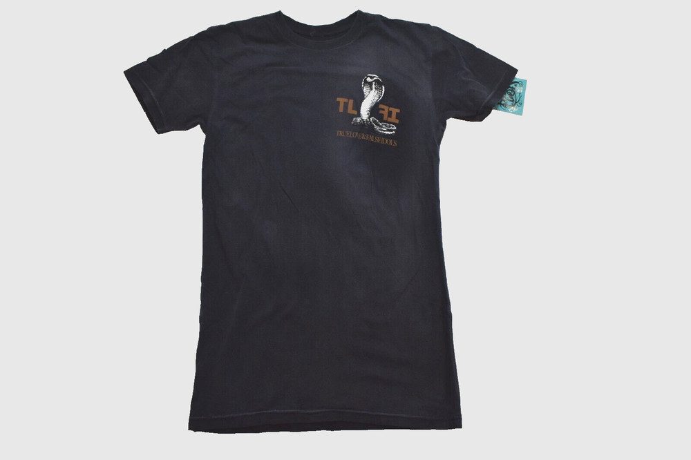 True Love False Idols Mens TLFI Charmer Snake Cobra Black Wash Shirt NWT Small