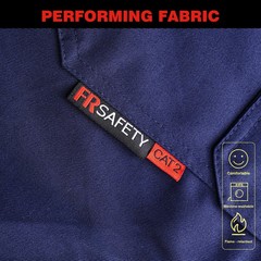 Men FR Shirt 7oz Fire Resistant CAT2 Welding 100% Cotton Navy 2XLarge