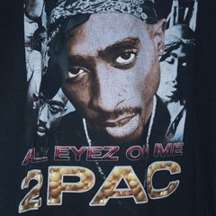 2pac Unisex Graphic Crewneck T-shirt Black Gold Red Print Size L