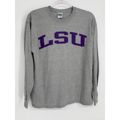 LSU Tigers Gildan Ultra Cotton Long Sleeve T-Shirt Gray Purple Mens Sz M