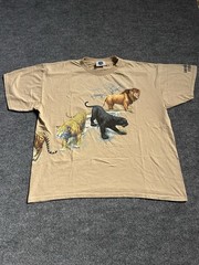 Vintage Universal Studios Big Cats Wraparound Tee Beige XXL Nature Lion Tiger
