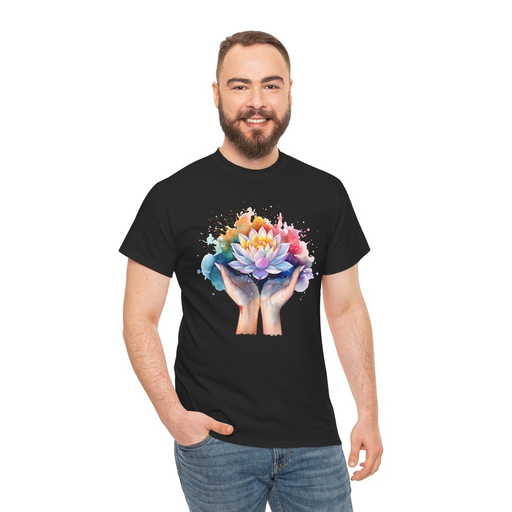 Retro Yoga Zen Lotus Flower T-Shirt – Minimalist Flower Tee for Chic Outfits