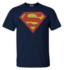 Rex Men’s Superman ‘S’ Logo With Lines Short Sleeve Cotton Graphic Tee � Blue
