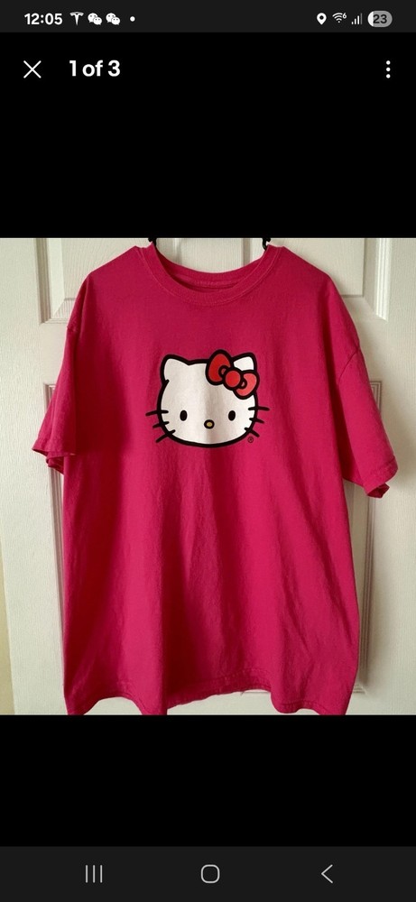 Anti Social Social Club x Hello Kitty Pink T-Shirt Mens Size S Hot Pink