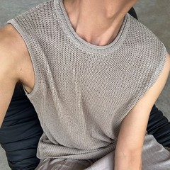 Casual Wear Daily Wear Men’s Tank Top Knitted Vest Knitted Fabric Regular Length