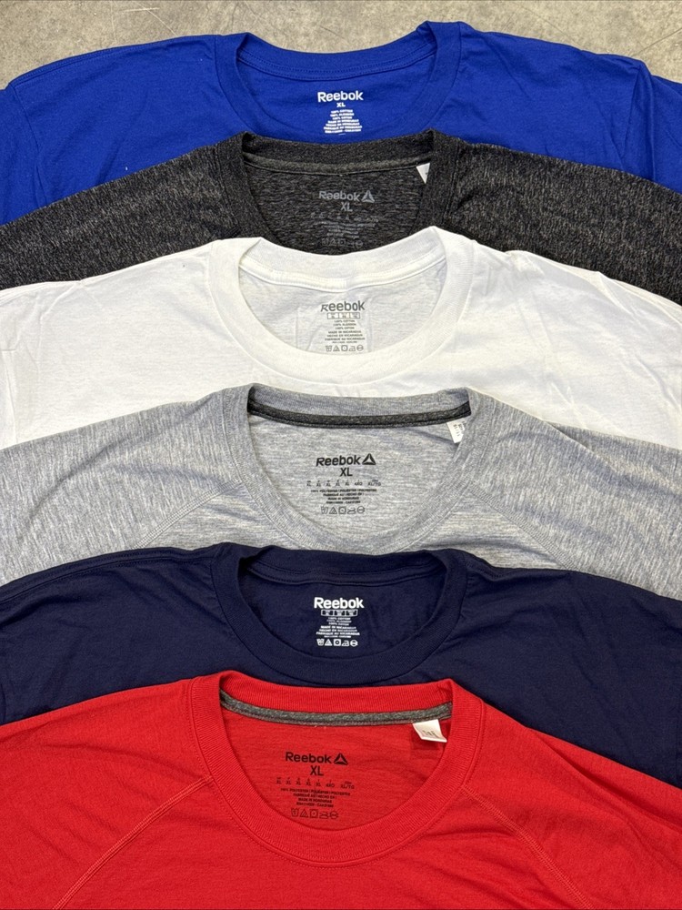 Reebok Men’s Short Sleeve 6 Pack New T-Shirt, Size XL (6 Colors Pack)