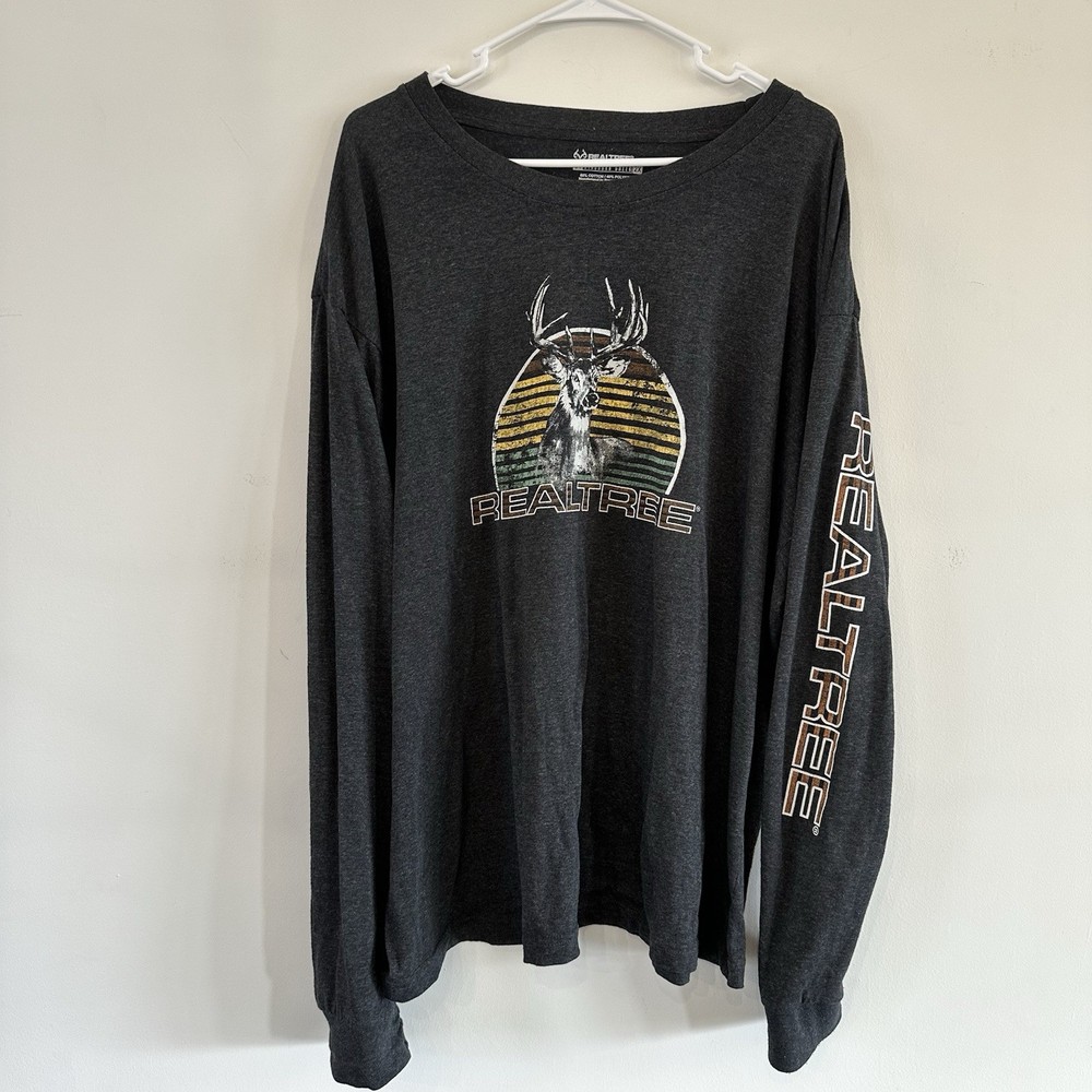 Realtree By Staghorn Creek Deer Graphic Long Sleeve T Shirt Mens Size 2X Hunting