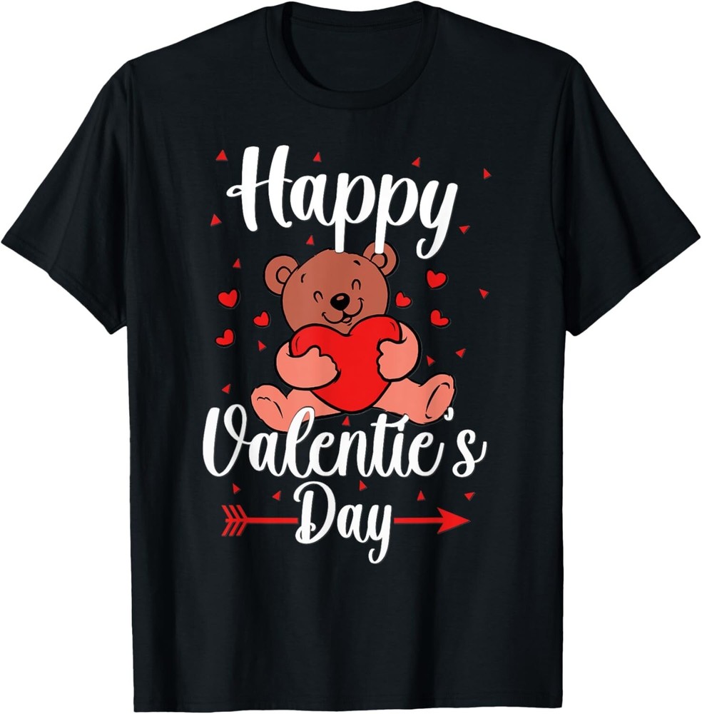 Funny Teddy Bear Holding Heart Love Happy Valentine_s Day T-Shirt