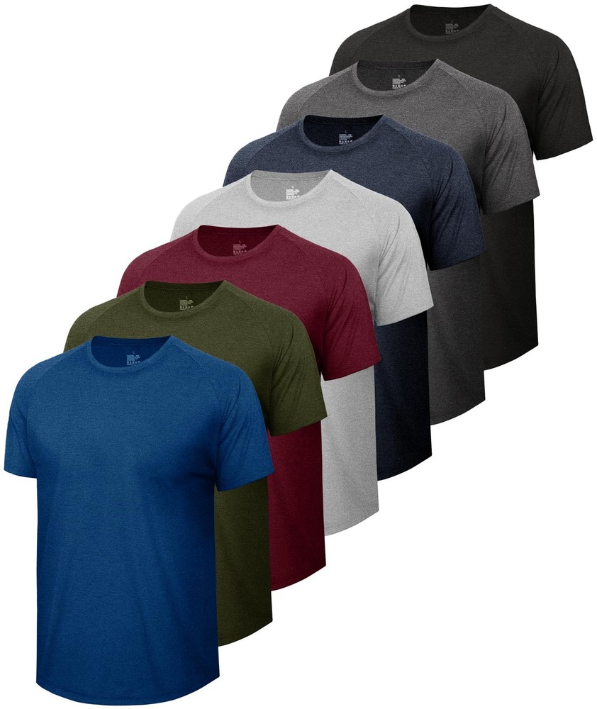 BOOJO 7 Pack Workout Shirts for Men Quick Dry Moisture Wicking TShirts Short…