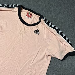 Kappa Shirt Mens M Pink Banda Logo Tape Short Sleeve Crew Neck Tee Streetwear