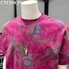 Men Designer Abstract Marble Print Cotton T-Shirt Retro Casual Short Sleeve Tee