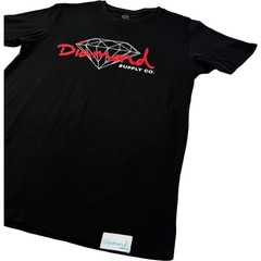 DIAMOND SUPPLY CO Medium T Shirt Black Red Diamond Graphic Skater Streetwear Tee