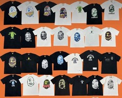 A Bathing Ape BAPE Baby Milo Logo Graphic Print Crew Neck Tee Cotton Regular