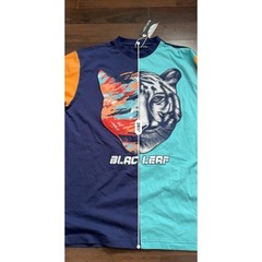 BLACK LEAF SPLIT TIGER SHIRT MENS SZ LARGE MULTI-COLOR