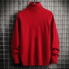 Men’s High Collar Knitted Turtleneck Solid Color Warm Sweater Warm Pullover New